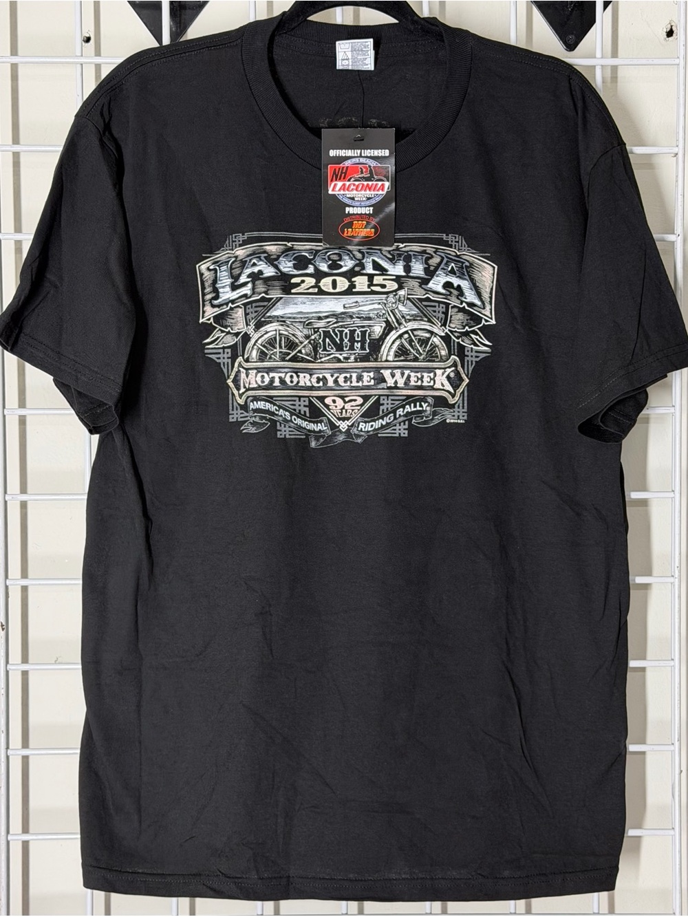 2015 Laconia New Hampshire Motorcycle Rally Graphic 2 sided Tee Size Lg NWT